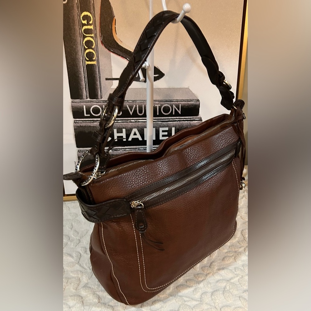 Brighton Brown Leather Hobo Shoulder Bag - Picture 2 of 12